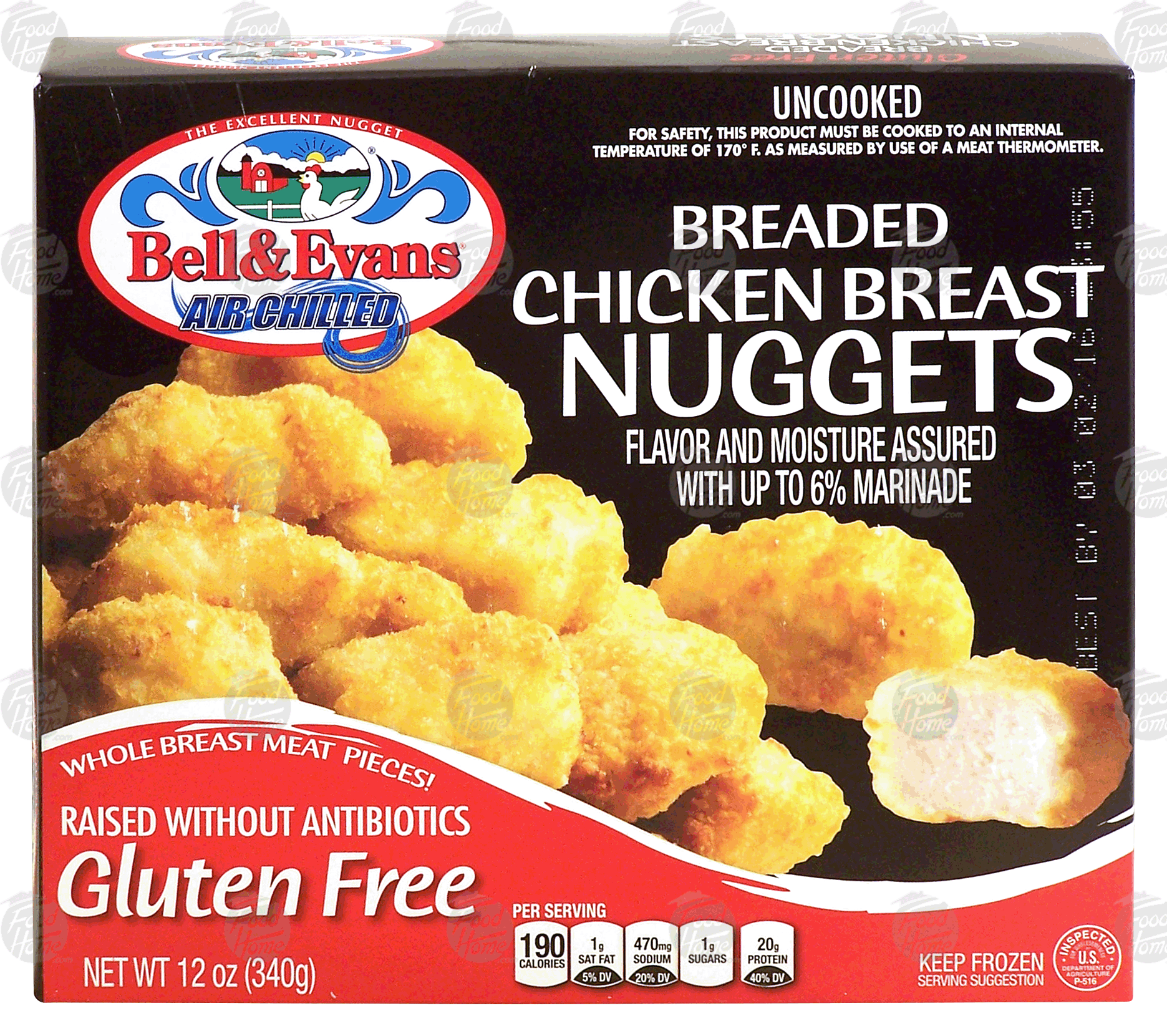 Bell & Evans Air Chilled uncooked breaded chicken breast nuggets, raised without antibiotics, gluten free Full-Size Picture